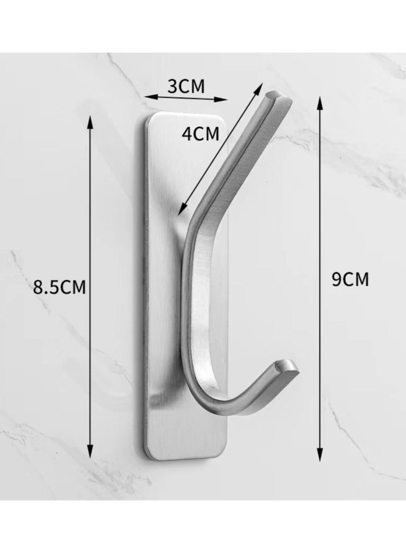 6 Pcs Self-Adhesive Wall Hooks, Stainless Steel Adhesive Door Hooks, Nail Free, Waterproof, Heavy Duty Wall Hooks for Wall, Door, Kitchen and Bathroom Holder for Towels, Robes, Coats - Image 2